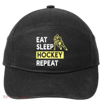 Eat Sleep Hockey Repeat Tee Gift Kids Hockey Lovers Gift 7-Panel Snapback Hat
