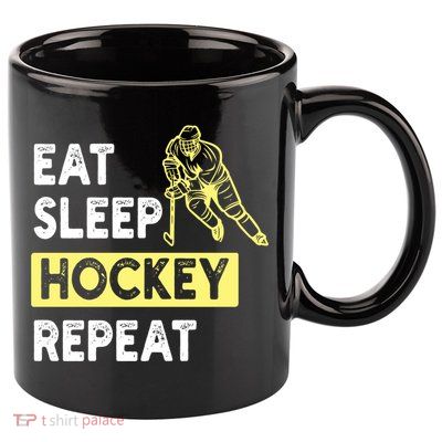 Eat Sleep Hockey Repeat Tee Gift Kids Hockey Lovers Gift 11oz C Handle Ceramic Mug