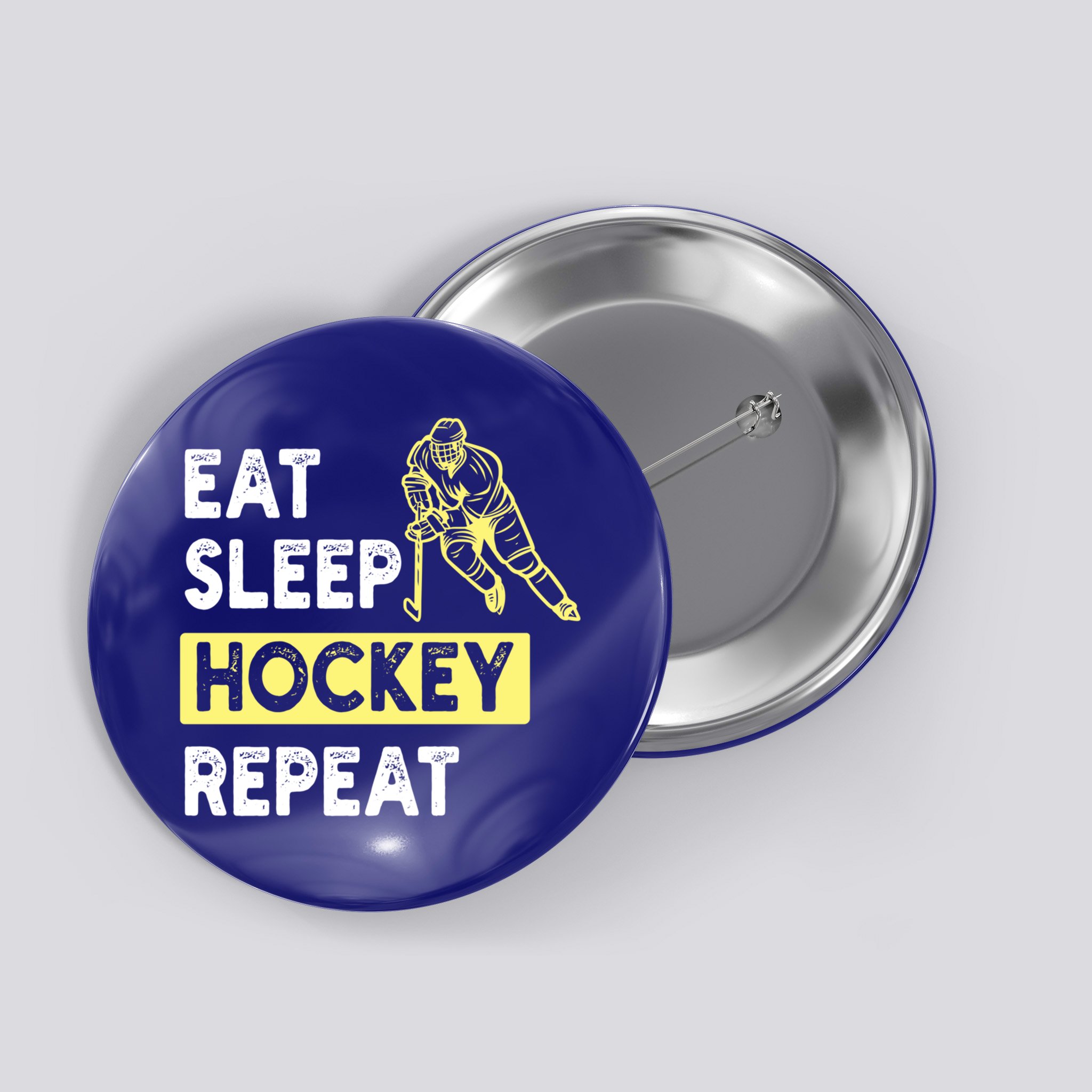 Eat Sleep Hockey Repeat Tee Gift Kids Hockey Lovers Gift Button