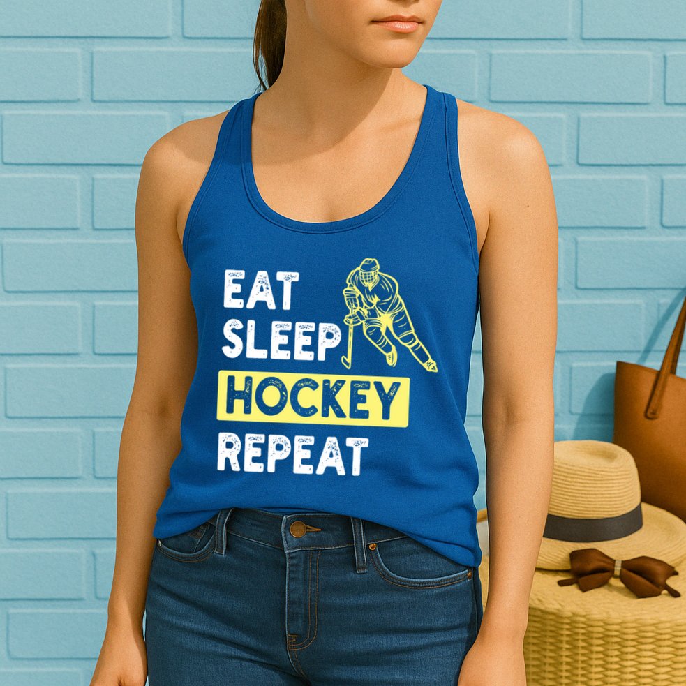 Eat Sleep Hockey Repeat Tee Gift Kids Hockey Lovers Gift Womens Tank Top