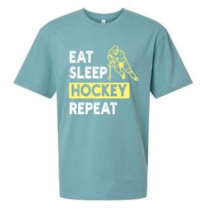 Eat Sleep Hockey Repeat Tee Gift Kids Hockey Lovers Gift Sueded Cloud Jersey T-Shirt