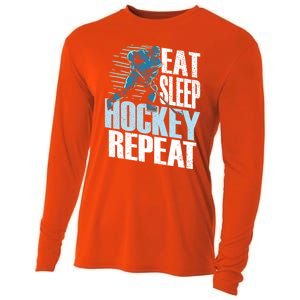 Eat Sleep Hockey Repeat Ice Hockey Player Gift Cooling Performance Long Sleeve Crew