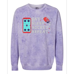 Eat Sleep Hockey Repeat Colorblast Crewneck Sweatshirt