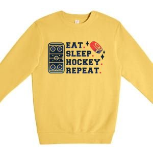 Eat Sleep Hockey Repeat Premium Crewneck Sweatshirt