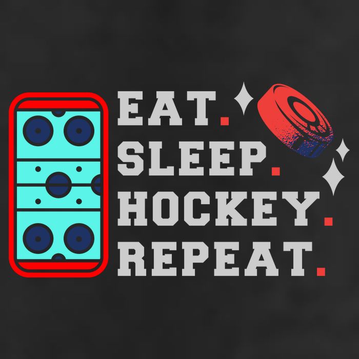 Eat Sleep Hockey Repeat 7 Panel Mesh Trucker Snapback Hat