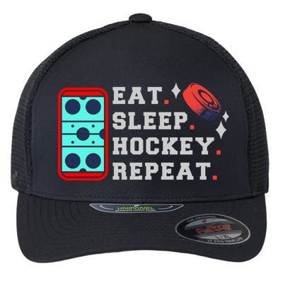 Eat Sleep Hockey Repeat Flexfit Unipanel Trucker Cap