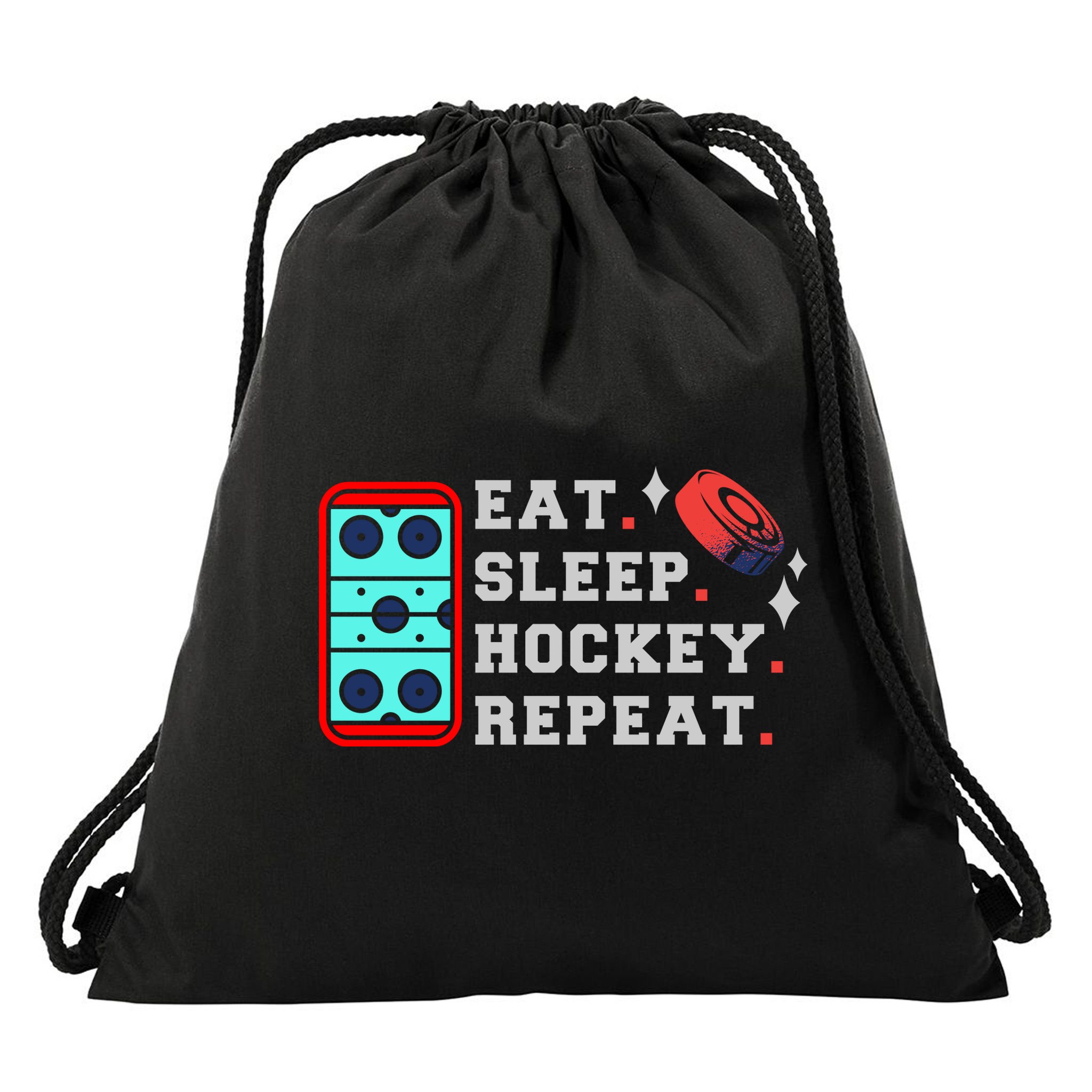 Eat Sleep Hockey Repeat Drawstring Bag