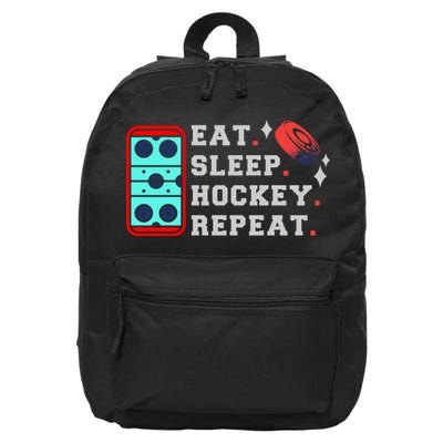 Eat Sleep Hockey Repeat 16 in Basic Backpack