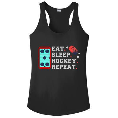 Eat Sleep Hockey Repeat Ladies PosiCharge Competitor Racerback Tank