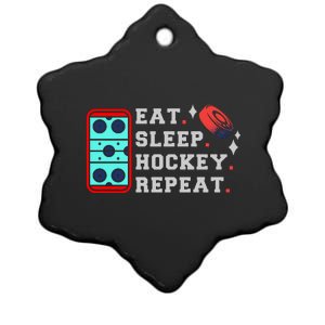 Eat Sleep Hockey Repeat Ceramic Star Ornament