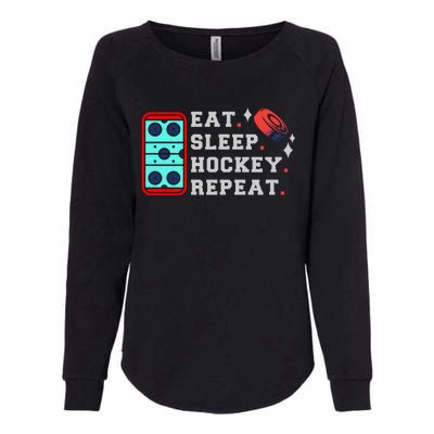 Eat Sleep Hockey Repeat Womens California Wash Sweatshirt