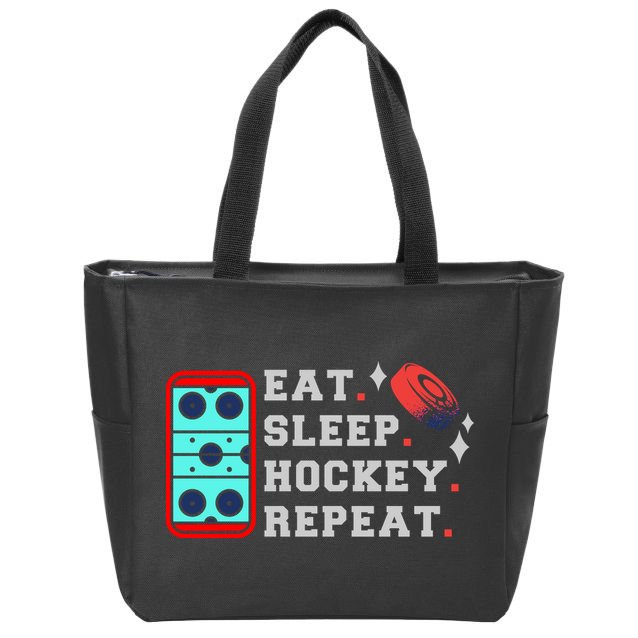 Eat Sleep Hockey Repeat Zip Tote Bag