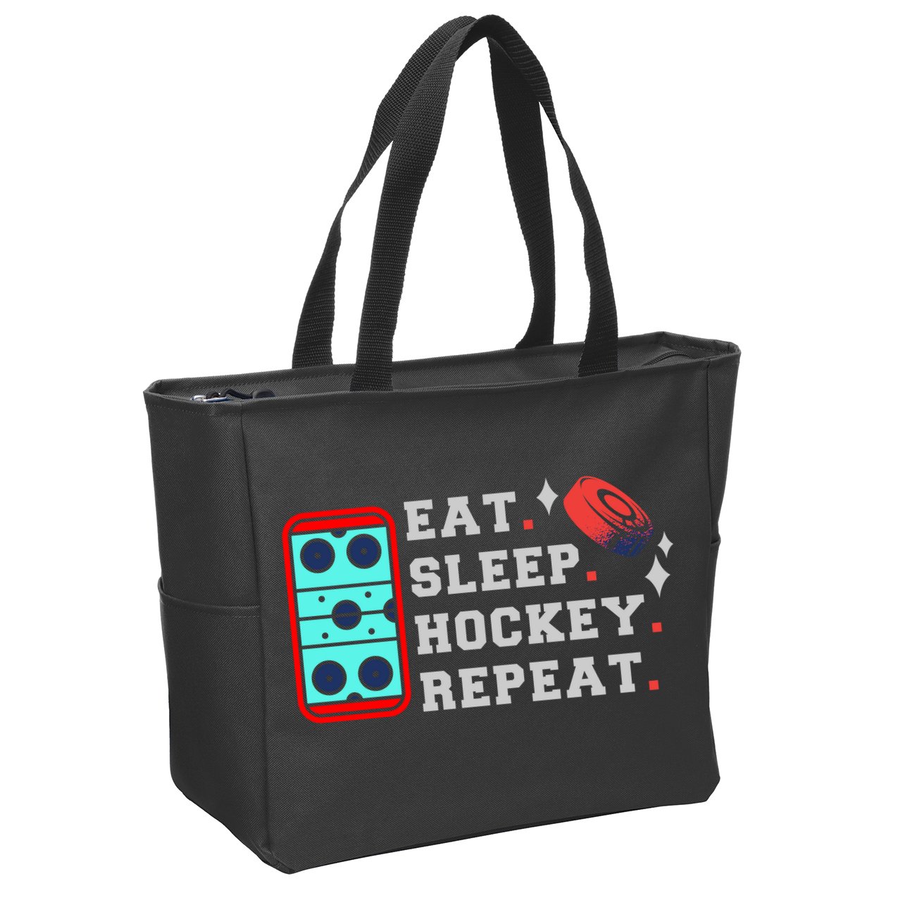 Eat Sleep Hockey Repeat Zip Tote Bag