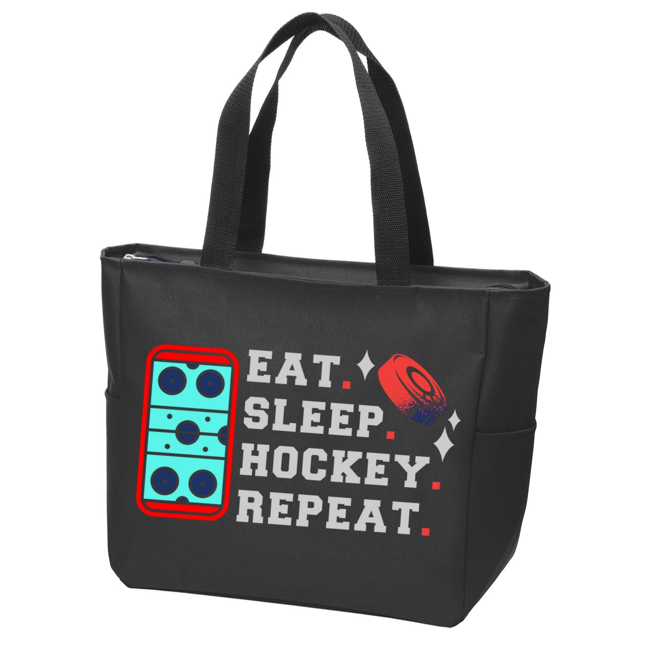 Eat Sleep Hockey Repeat Zip Tote Bag