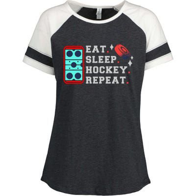 Eat Sleep Hockey Repeat Enza Ladies Jersey Colorblock Tee