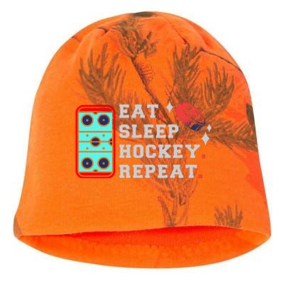 Eat Sleep Hockey Repeat Kati - Camo Knit Beanie