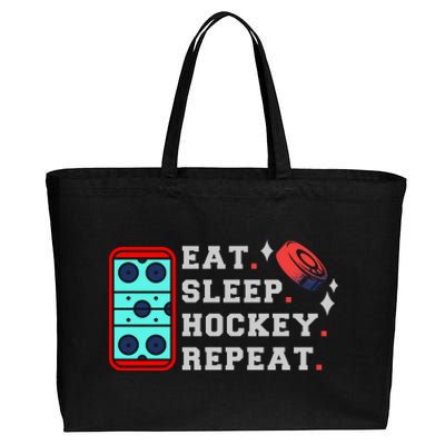 Eat Sleep Hockey Repeat Cotton Canvas Jumbo Tote