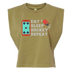 Eat Sleep Hockey Repeat Garment-Dyed Women's Muscle Tee