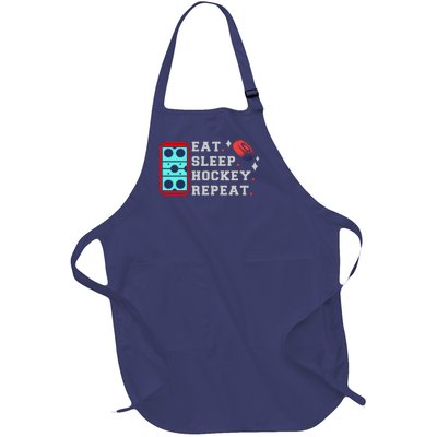 Eat Sleep Hockey Repeat Full-Length Apron With Pockets