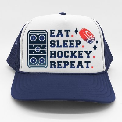 Eat Sleep Hockey Repeat Trucker Hat