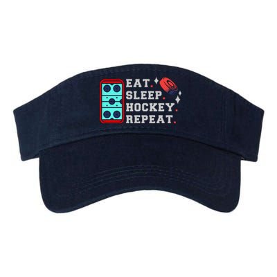 Eat Sleep Hockey Repeat Valucap Bio-Washed Visor