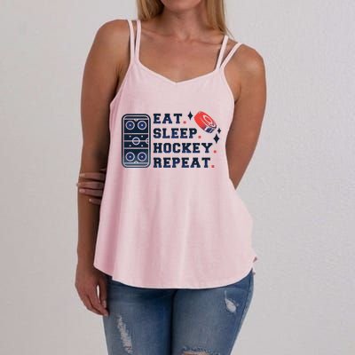 Eat Sleep Hockey Repeat Women's Strappy Tank