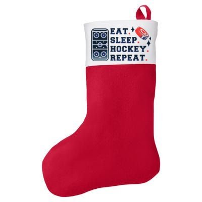 Eat Sleep Hockey Repeat Felt Holiday Christmas Stocking