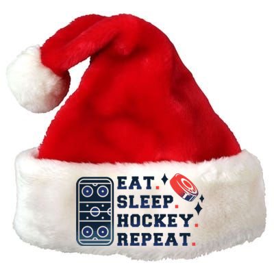 Eat Sleep Hockey Repeat Premium Christmas Santa Hat