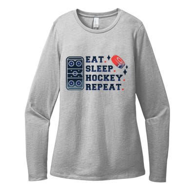 Eat Sleep Hockey Repeat Womens CVC Long Sleeve Shirt