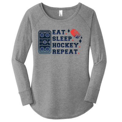 Eat Sleep Hockey Repeat Women's Perfect Tri Tunic Long Sleeve Shirt