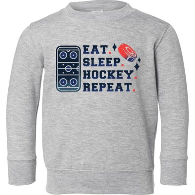 Eat Sleep Hockey Repeat Toddler Sweatshirt