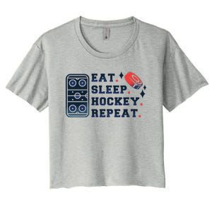 Eat Sleep Hockey Repeat Women's Crop Top Tee