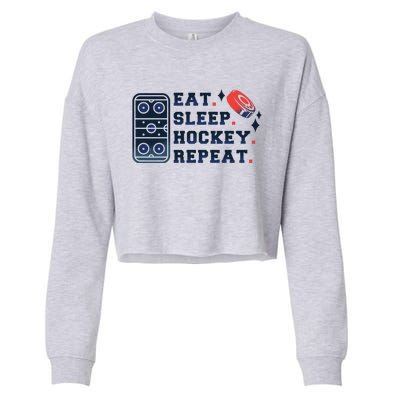 Eat Sleep Hockey Repeat Cropped Pullover Crew