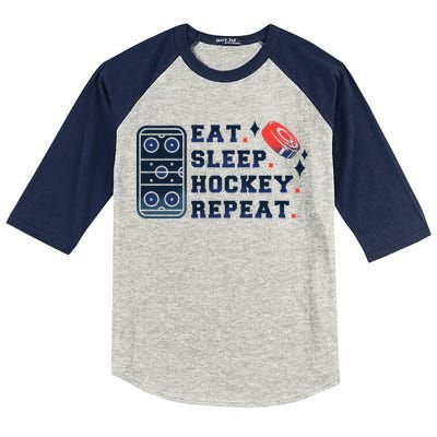 Eat Sleep Hockey Repeat Kids Colorblock Raglan Jersey