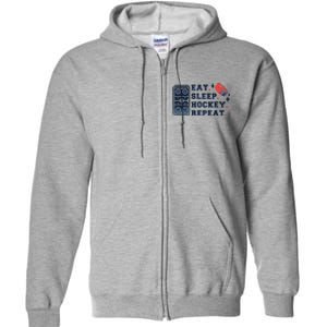 Eat Sleep Hockey Repeat Full Zip Hoodie