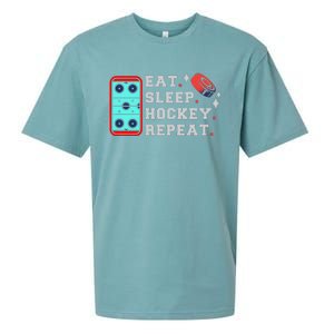 Eat Sleep Hockey Repeat Sueded Cloud Jersey T-Shirt