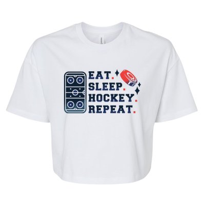 Eat Sleep Hockey Repeat Bella+Canvas Jersey Crop Tee