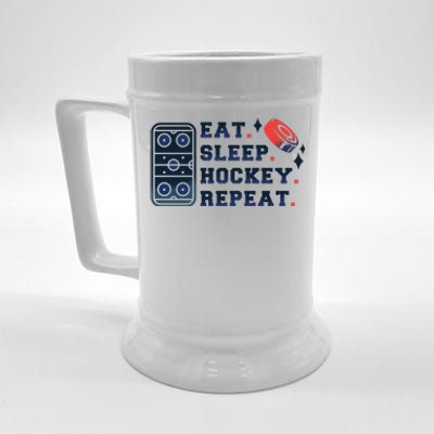 Eat Sleep Hockey Repeat Beer Stein