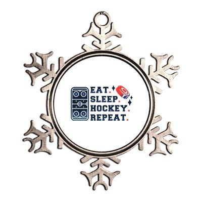 Eat Sleep Hockey Repeat Metallic Star Ornament