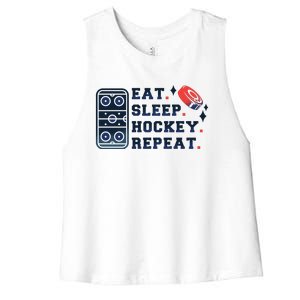 Eat Sleep Hockey Repeat Women's Racerback Cropped Tank