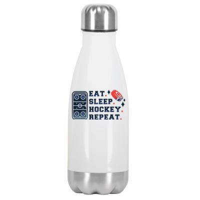 Eat Sleep Hockey Repeat Stainless Steel Insulated Water Bottle