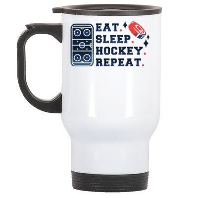 Eat Sleep Hockey Repeat Stainless Steel Travel Mug