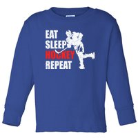 Eat Sleep Hockey Repeat Funny Gift Toddler Long Sleeve Shirt