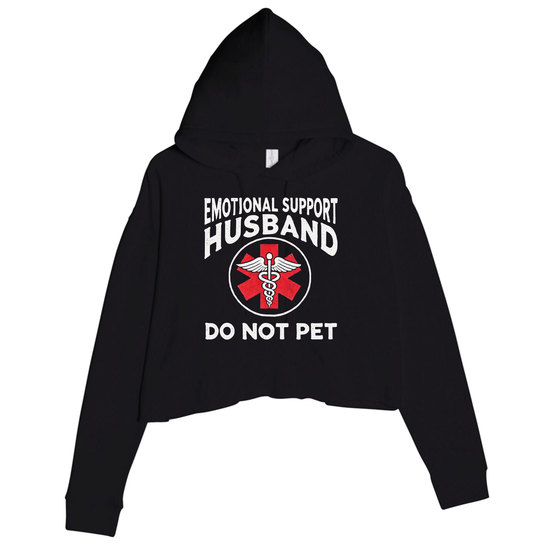 Emotional Support Husband Do Not Pet Crop Fleece Hoodie