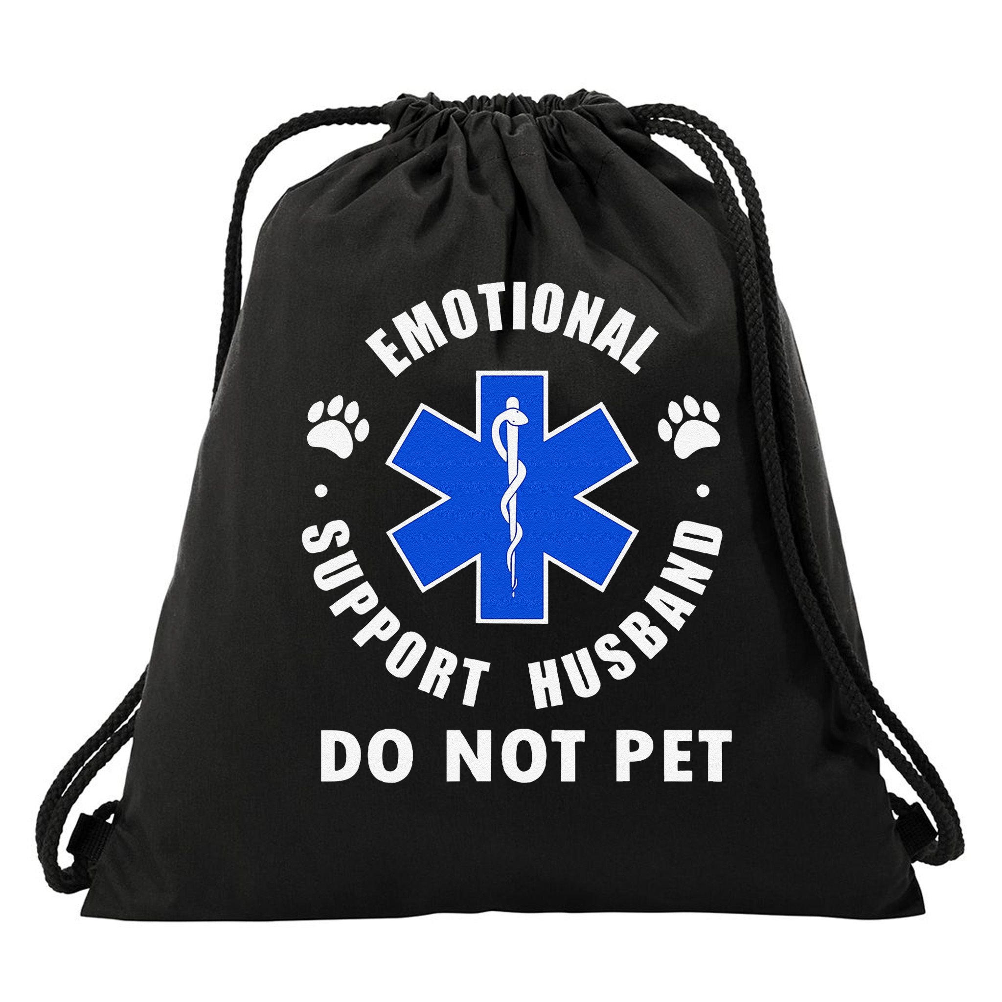 Emotional Support Husband Do Not Pet Drawstring Bag