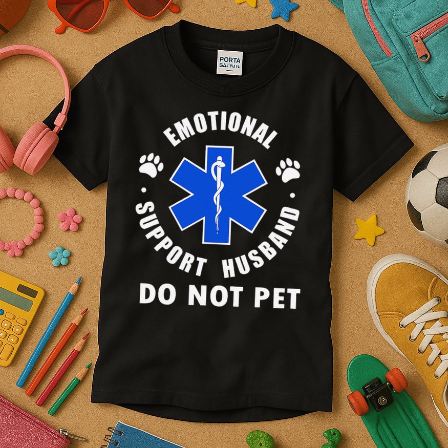 Emotional Support Husband Do Not Pet Kids T-Shirt