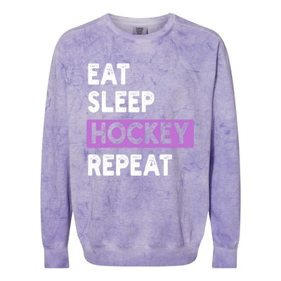 Eat Sleep Hockey Repeagift Hockey Lovers Gift Cute Gift Colorblast Crewneck Sweatshirt