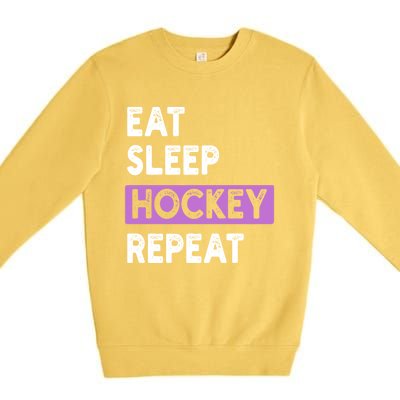 Eat Sleep Hockey Repeagift Hockey Lovers Gift Cute Gift Premium Crewneck Sweatshirt