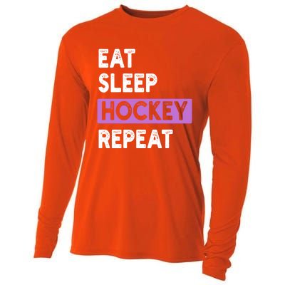 Eat Sleep Hockey Repeagift Hockey Lovers Gift Cute Gift Cooling Performance Long Sleeve Crew