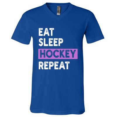 Eat Sleep Hockey Repeagift Hockey Lovers Gift Cute Gift V-Neck T-Shirt